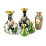 A pair of Japanese cloisonné baluster vases,
