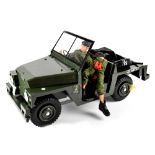 An Action Man Land Rover by Palitoy, with folding windscreen, drop-down tailboard, hinged bonnet,