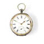 A Continental silver key wind open face pocket watch, 52mm (af).