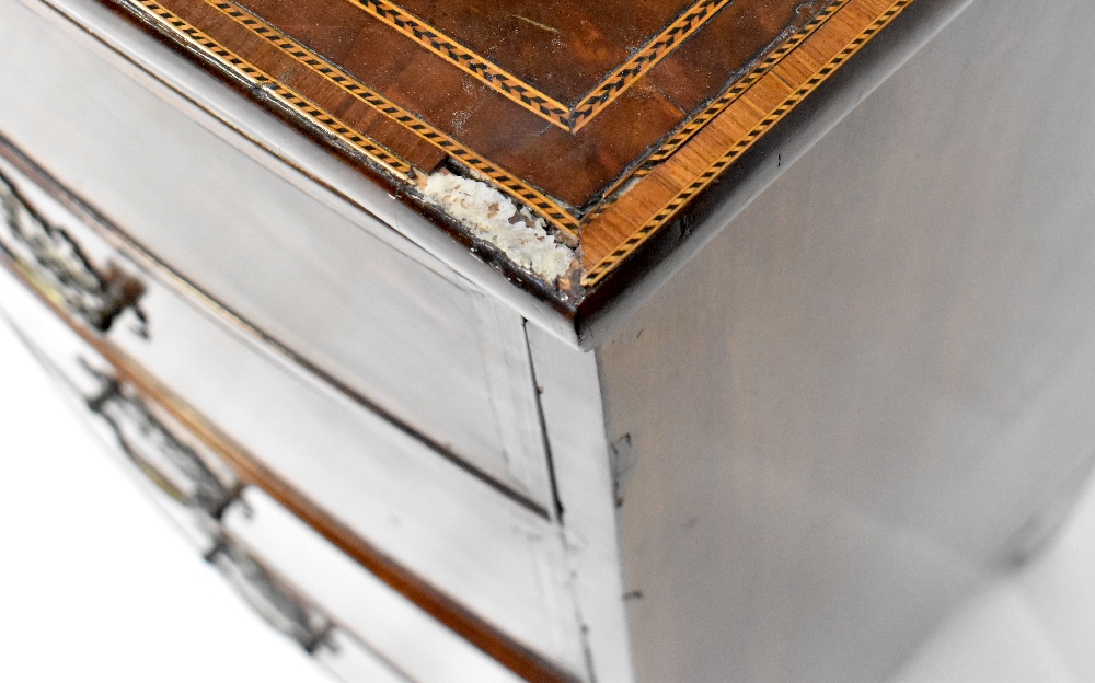 A 19th century inlaid mahogany bow-fronted chest of two short over three long graduated drawers, - Image 4 of 4