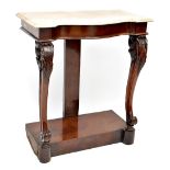 A Victorian mahogany console table with serpentine front and marble top,