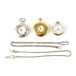 Jean Pierre; a gold plated quartz half hunter pocket watch, 50mm,