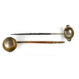 A George IV coin inset silver toddy ladle with twisted baleen handle,