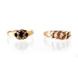 Two gold rings to include a 9ct part chain link ring,
