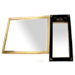 A large bevel edge gilt-framed rectangular wall mirror, 131 x 101cm,