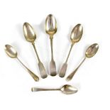 Six early 19th century teaspoons to include a Scottish provincial silver spoon by William
