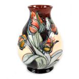A Moorcroft 'Red Tulip' pattern vase of baluster form, designed by Sally Tuffin,
