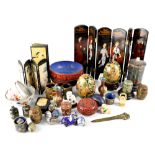 A mixed Oriental lot, various contemporary cloisonné items to include decorative eggs,