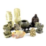 A group of Oriental soapstone,
