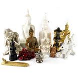 Various modern Tibetan-style Buddhas and Oriental figures, various shapes, colours and styles,