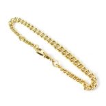 A 9ct yellow gold graduated curb bracelet with swivel clasp, length approx 20cm, approx 15.2g.