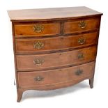 A 19th century inlaid mahogany bow-fronted chest of two short over three long graduated drawers,