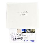 Peter Blake; a signed paper together with a first day cover, signed Peter Blake 2000, Klaus Voorman,