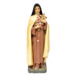 A large 20th century plaster ecclesiastical statue of St Theresa of Lisieux (St Theresa of the