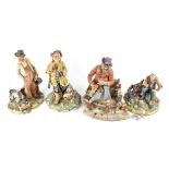 Four Capodimonte figures, two signed Volta, one Che Tosca, one unsigned,