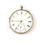 A Victorian hallmarked silver key wind fusée pocket watch, London 1885, 51mm.