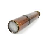 A WWI TT&H Ltd three-drawer leather bound brass telescope, stamped TT&H Ltd, dated 1916, no.