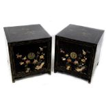 A pair of Oriental black lacquer cabinets,