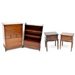 A pair of modern mahogany veneered bedside tables, each with single drawer,