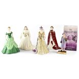 Four Royal figures comprising a boxed limited edition Queen Mother figure,