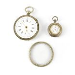 A Continental silver keyless wind pocket watch with fancy case and dial,