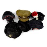 Various military caps and berets to include a Queen Elizabeth II officer's cap with Royal Engineers