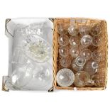 A collection of cut glass and crystal to include an oval bowl, footed vase, rose engraved water jug,