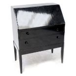 A contemporary Oriental-style black lacquer bureau,