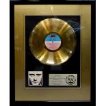 Phil Collins; a presentation 'gold' disc for the 'Face Value' album c1981, presented to Steven E.