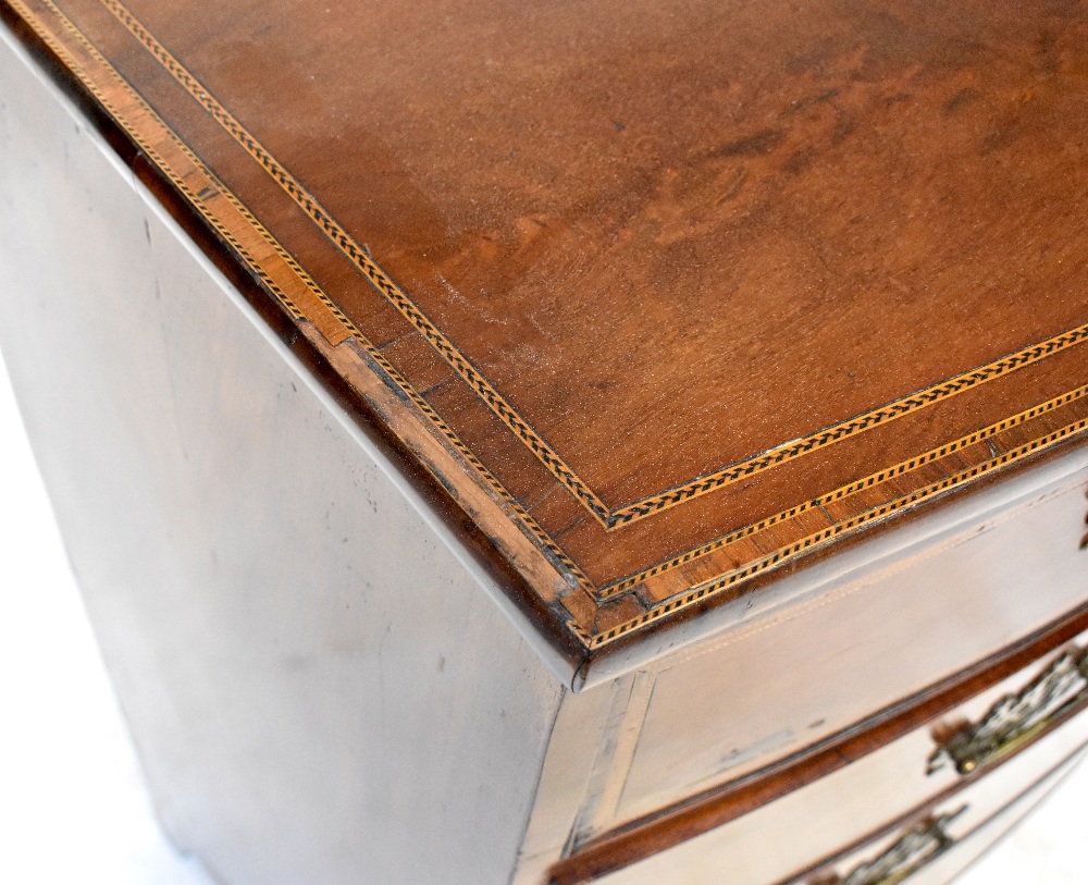 A 19th century inlaid mahogany bow-fronted chest of two short over three long graduated drawers, - Image 2 of 4