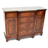 A reproduction mahogany small breakfront sideboard,