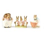 Three Beswick Beatrix Potter figures, 'Flopsy, Mopsy and Cottontail',