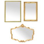 Three gilt wall mirrors comprising large bevel edge mirror with Neo-Classical style frame,