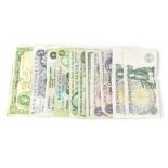 Various vintage banknotes, mainly British to include two £1 'D' series notes, two Tynwald Hill,