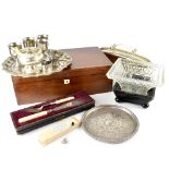 Various items to include a 19th century mahogany writing slope with two glass inkwells and a hidden