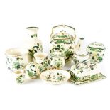 A quantity of Masons Chartreuse ceramics to include baluster vase, butter dish, various lidded pots,