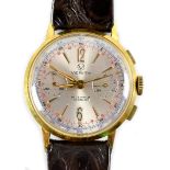 Verity; a gold plated twenty-one jewel gentlemen's chronograph wristwatch,