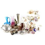 Various collectible items to include glass paperweights, coloured glass vase, coloured glass ewer,