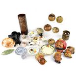 A mixed lot to include various pig money banks, studio style pottery vase, pomanders,