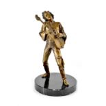 A limited edition Franklin Mint bronze figure of Jimi Hendrix, on a circular marble base, no.