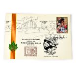 Salvador Dali; a signed first day cover stamped 1st May 1971, signed and dated '75.