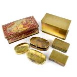 Various collectable brass boxes to include a group of graduated oval boxes,