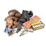 Various collectable vintage toys to include three pairs of vintage children's boxing gloves,