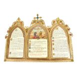 A gilt and jewelled incomplete mass card set with the Consecration Gloria and Creed, 41 x 53cm.