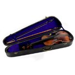 A full-sized German Stainer violin with two-piece back,