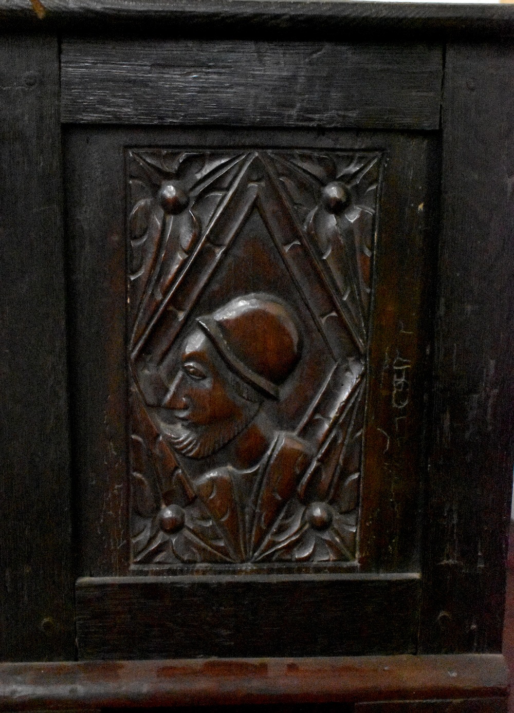 A 17th century and later oak table cabinet, possibly a former spice cabinet, - Image 2 of 3