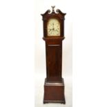 A late 19th/early 20th century mahogany small longcase with brass mounted broken swan neck