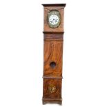 J FINEL; a French inlaid longcase clock, the circular enamelled dial with Roman numerals and