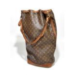 LOUIS VUITTON; a vintage circa 1980s mono canvas bucket/duffle bag, with one leather strap and a