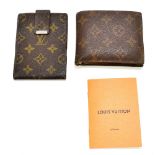 LOUIS VUITTON; a vintage monogram brown canvas wallet/money purse with calfskin interior, with space